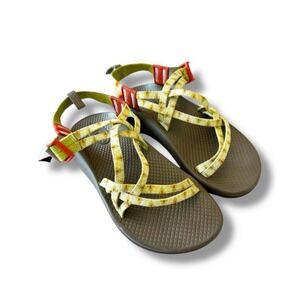 CHACO ZX/2 Classic Girl's Junior Strappy Beach Vacation Sandal Green Orange Sz 3